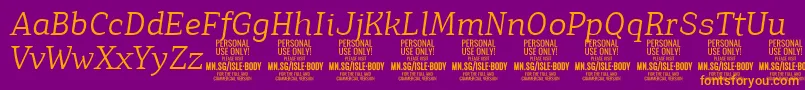 IsleBodyLi i PERSONAL Font – Orange Fonts on Purple Background