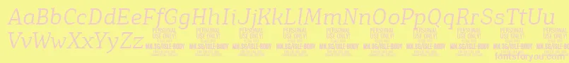 IsleBodyLi i PERSONAL-Schriftart – Rosa Schriften auf gelbem Hintergrund