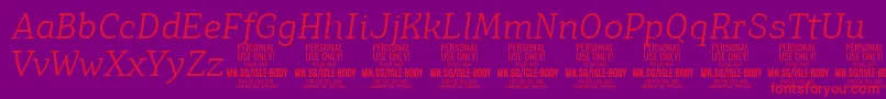 IsleBodyLi i PERSONAL Font – Red Fonts on Purple Background