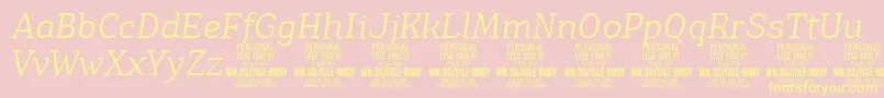 IsleBodyLi i PERSONAL-Schriftart – Gelbe Schriften auf rosa Hintergrund