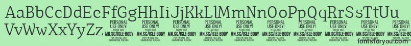 IsleBodyLi PERSONAL Font – Black Fonts on Green Background