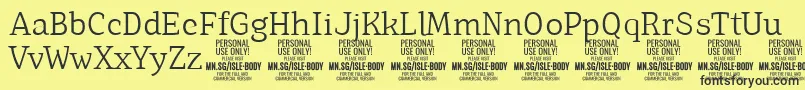 IsleBodyLi PERSONAL Font – Black Fonts on Yellow Background