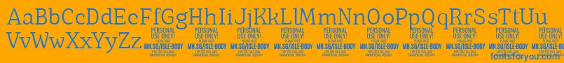 IsleBodyLi PERSONAL Font – Blue Fonts on Orange Background