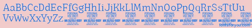 IsleBodyLi PERSONAL Font – Blue Fonts on Pink Background