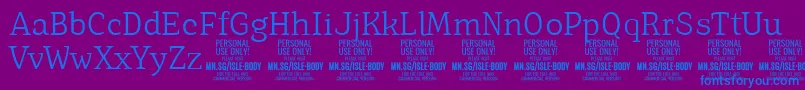 フォントIsleBodyLi PERSONAL – 紫色の背景に青い文字