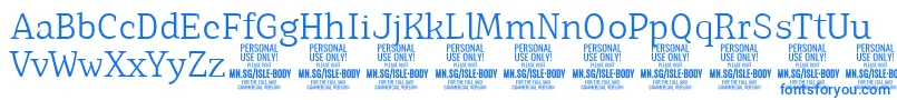 IsleBodyLi PERSONAL Font – Blue Fonts on White Background