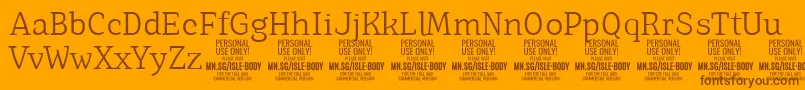 IsleBodyLi PERSONAL Font – Brown Fonts on Orange Background