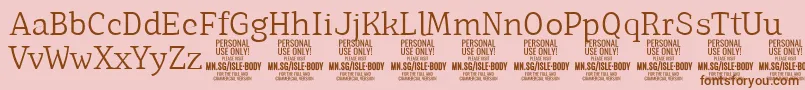 IsleBodyLi PERSONAL Font – Brown Fonts on Pink Background