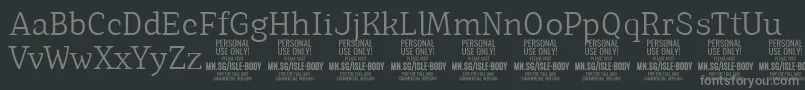 IsleBodyLi PERSONAL Font – Gray Fonts on Black Background