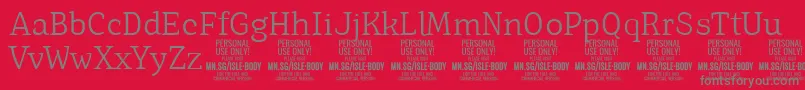IsleBodyLi PERSONAL Font – Gray Fonts on Red Background