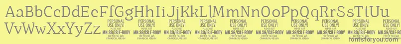 IsleBodyLi PERSONAL Font – Gray Fonts on Yellow Background