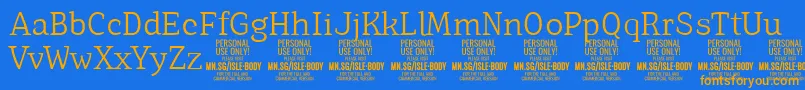 IsleBodyLi PERSONAL Font – Orange Fonts on Blue Background