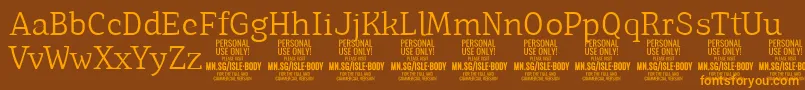 IsleBodyLi PERSONAL Font – Orange Fonts on Brown Background