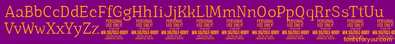 IsleBodyLi PERSONAL Font – Orange Fonts on Purple Background