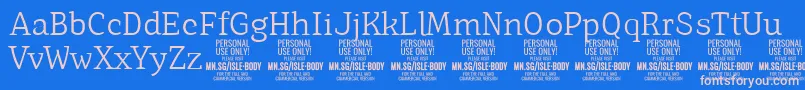 IsleBodyLi PERSONAL Font – Pink Fonts on Blue Background