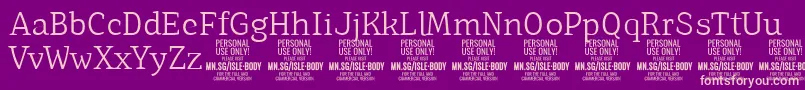 IsleBodyLi PERSONAL Font – Pink Fonts on Purple Background