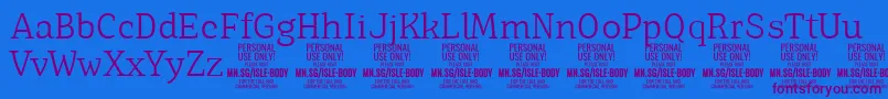 IsleBodyLi PERSONAL Font – Purple Fonts on Blue Background
