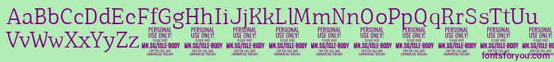 IsleBodyLi PERSONAL Font – Purple Fonts on Green Background