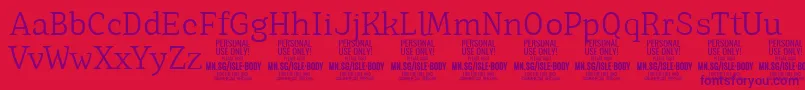 IsleBodyLi PERSONAL Font – Purple Fonts on Red Background