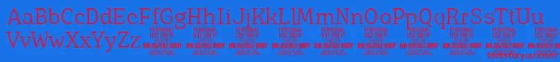 IsleBodyLi PERSONAL Font – Red Fonts on Blue Background