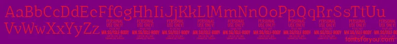 IsleBodyLi PERSONAL Font – Red Fonts on Purple Background