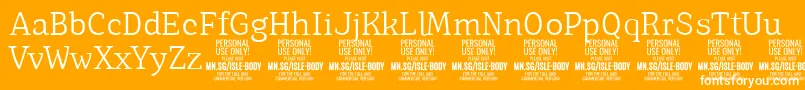 IsleBodyLi PERSONAL-Schriftart – Weiße Schriften auf orangefarbenem Hintergrund