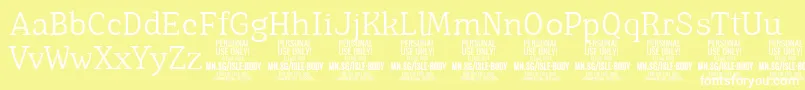 IsleBodyLi PERSONAL-Schriftart – Weiße Schriften auf gelbem Hintergrund