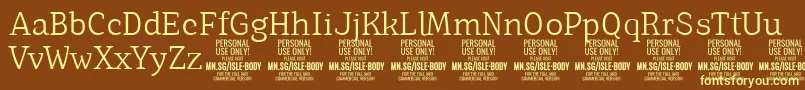 IsleBodyLi PERSONAL Font – Yellow Fonts on Brown Background