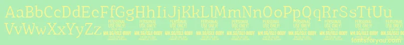 Шрифт IsleBodyLi PERSONAL – жёлтые шрифты на зелёном фоне