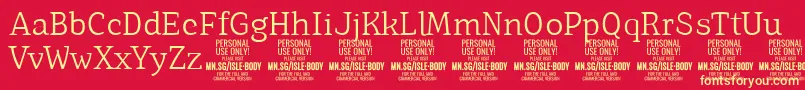 IsleBodyLi PERSONAL Font – Yellow Fonts on Red Background