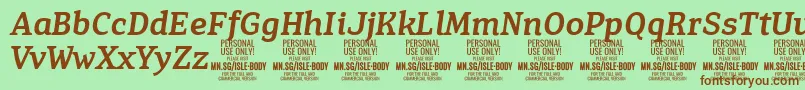 IsleBodyMe i PERSONAL Font – Brown Fonts on Green Background