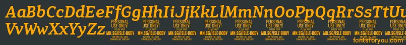 IsleBodyMe i PERSONAL Font – Orange Fonts on Black Background