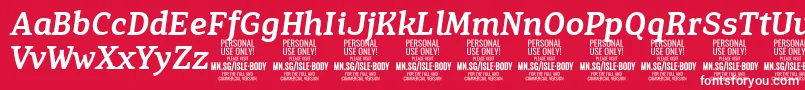 IsleBodyMe i PERSONAL Font – White Fonts on Red Background