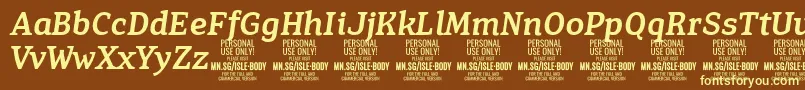 IsleBodyMe i PERSONAL Font – Yellow Fonts on Brown Background