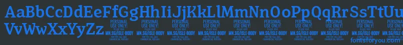 IsleBodyMe PERSONAL Font – Blue Fonts on Black Background