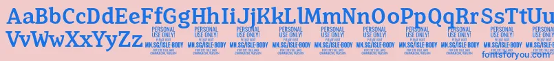 IsleBodyMe PERSONAL Font – Blue Fonts on Pink Background