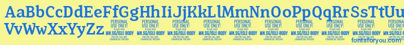 IsleBodyMe PERSONAL Font – Blue Fonts on Yellow Background