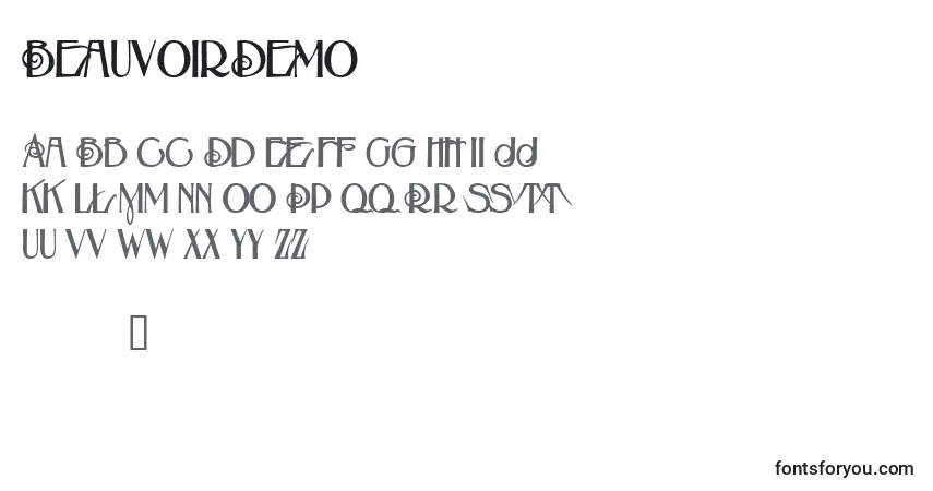 BeauvoirDemo-fontti – aakkoset, numerot, erikoismerkit