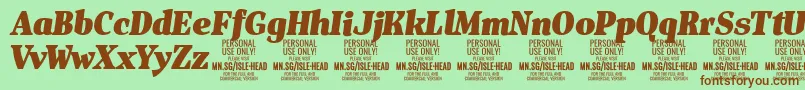 IsleHeadBl i PERSONAL Font – Brown Fonts on Green Background