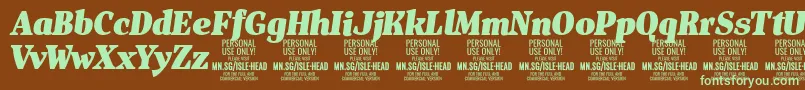 IsleHeadBl i PERSONAL Font – Green Fonts on Brown Background