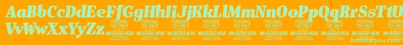 フォントIsleHeadBl i PERSONAL – オレンジの背景に緑のフォント