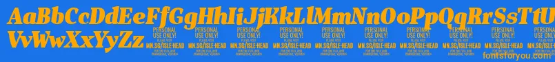 IsleHeadBl i PERSONAL Font – Orange Fonts on Blue Background