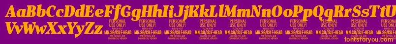 IsleHeadBl i PERSONAL-Schriftart – Orangefarbene Schriften auf violettem Hintergrund