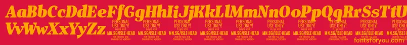Шрифт IsleHeadBl i PERSONAL – оранжевые шрифты на красном фоне