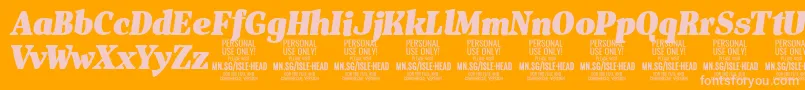 フォントIsleHeadBl i PERSONAL – オレンジの背景にピンクのフォント