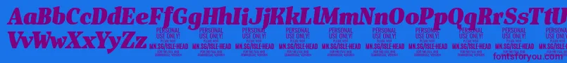 IsleHeadBl i PERSONAL Font – Purple Fonts on Blue Background