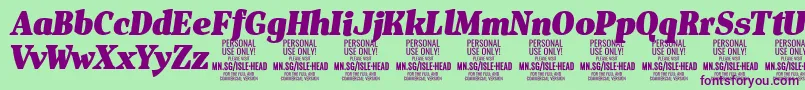 Więcej informacji o czcionce IsleHeadBl i PERSONAL Czcionka IsleHeadBl i PERSONAL – fioletowe czcionki na zielonym tle