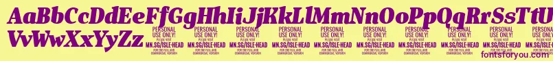 IsleHeadBl i PERSONAL Font – Purple Fonts on Yellow Background