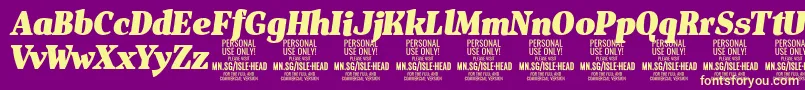 Шрифт IsleHeadBl i PERSONAL – жёлтые шрифты на фиолетовом фоне