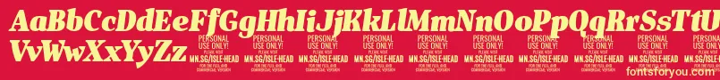 IsleHeadBl i PERSONAL Font – Yellow Fonts on Red Background